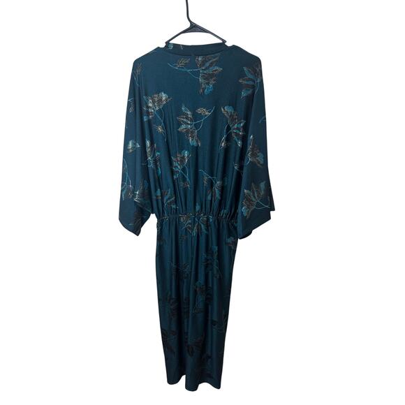 Baltic Born NWT Shaneen Ruched Midi Dress Sz XL Jade Floral Shimmer - Picture 3 of 5